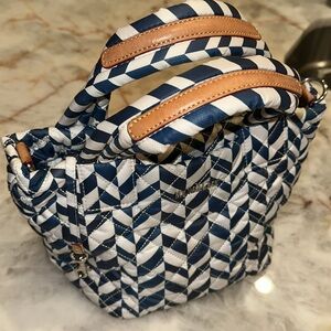 MZ Wallace Stylish Blue and White Satchel